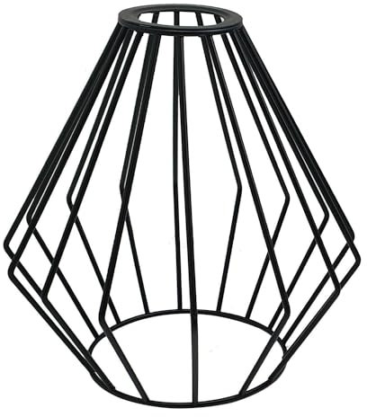 LEDSone, Pantalla Lámpara, Jaula Metálica de Diamante, Negro S1, 20 cm, Retro Vintage