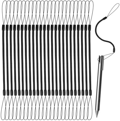 24pcs Elastic Tether Lanyard, 9.4 Inch Pen Leash Anti-Losing Stylus Tether Retractable Spring Coil Strap Stylus Lanyard Tether for Clipboard Drawing Pen to Tablet Touchscreen