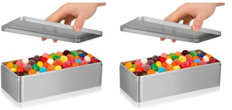 Cabilock 2stücke Blechdose Aufbewahrungsbehälter Für Tee Und Süßigkeiten Rechteckige Metalldose Mit Deckel Rostfrei Leicht Zu Reinigen Für Verschiedene Teesorten Silberfarben