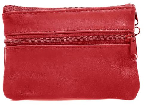 Charmoni - Portefeuille pour Homme - Porte-Monnaie en Cuir Véritable - Pochette à Monnaie Porte-clés (Rouge)
