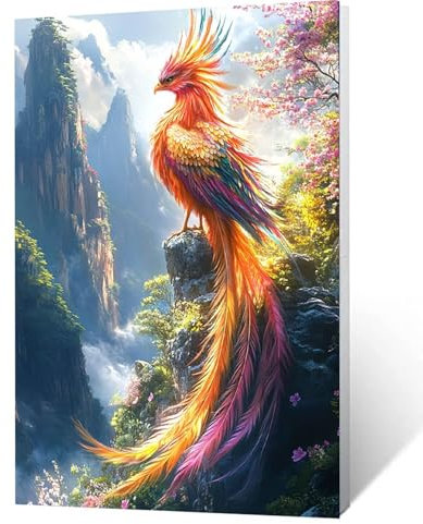Malen nach Zahlen Erwachsene Berg Malen nach Zahlen Kinder Pfau, DIY Handgemalt Ölgemälde Mit Drei Arten Pinsel und Acrylfarben Leinwand zum Bemalen, für Deko Wohnzimmer, Geschenke 100x135cm I-5- 9