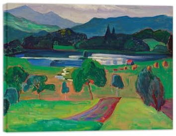 SDYSKKUG Gabriele Münter Leinwandbilder Kunstdruck. Berühmte Gemälde Reproduktion Druck auf Leinwand. Staffelsee 2. Umwickelte Leinwand Bild Wohnzimmer 50x40cm