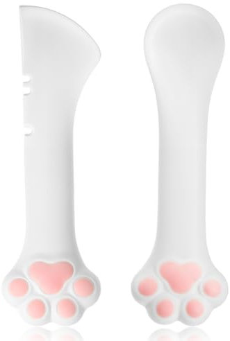 2 Pack Cat Food Strip Feeder and Mixing Spoon With Silicone Can Opener Spatula Scoop for Pet Food