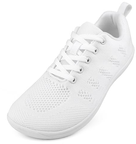 MINBEI Donna Barefoot Scarpe Minimaliste Trail Running Scarpe da Ginnastica da Donna con Punta Larga Camminata Fitness Scarpe da Corsa Sneakers da Signora Bianco 39 EU