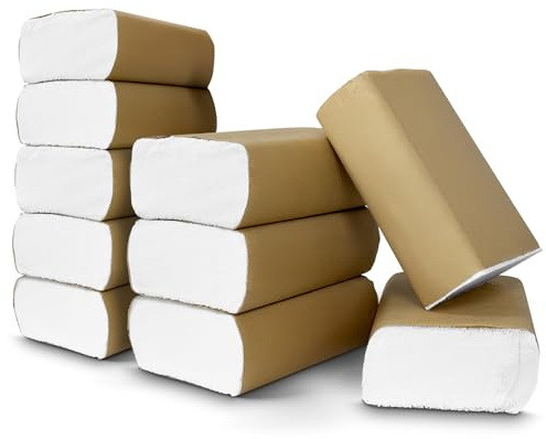 Pack of 2000 (10 Packs – 200 Per/Pack) 1Ply Z-Fold Hand Paper Towels Sheets White 210mm x 210mm. Dispenser Compatible | Ideal for Kitchen, Catering, Bathroom, Restroom