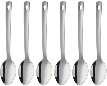 TUPMFG 13 Inch Large Table Spoons for Serving, Stainless Steel Buffet Serving Spoons Set, Long Handle Soup Spoons, for Parties Dinner Kitchen Restaurant (Silver, 6 piece)