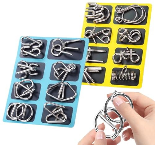 16 Stück Knobelspiele Set, 3D Brainteaser Metall Puzzle I-q Spiele Set Geduldspiele, Metall Puzzle Sets Für Kinder Jugendliche Und Erwachsene Zu Hause Unterwegs Im