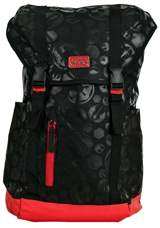 Elbenwald Star Wars - Rucksack Allover Symbol Print Laptopfach gepolsterte Rückenfläche verstellbarer Tragegurt 33 x 50 x 13 cm Schwarz
