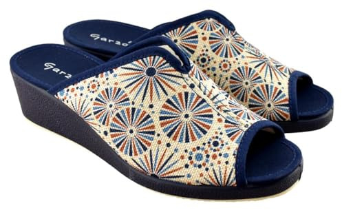 GARZON - Zapatillas de casa con cuña 138039 Lona Mujer Color: Marino Talla: 39