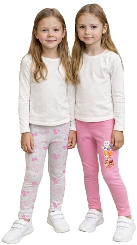 Paw Patrol Leggings für Mädchen Kinder Leggins Hose Mädchenhose Sporthose Grau/Rosa (2er Pack)