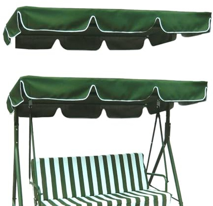 Swing Seat Canopy Replacement - Thickened Tear-Resistant Polyester, Waterproof & UV-Proof Sun Shade, Universal Garden Hammock Top Cover | Windproof Patio Roof For Backyard, Porch, Playground - Green