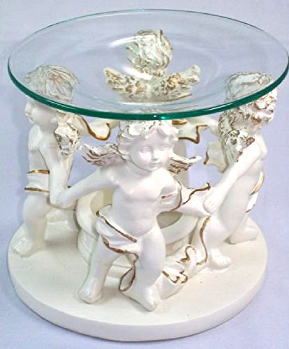 Aromalampe - Duftlampe mit 4 Engel - mit goldenen Akzenten