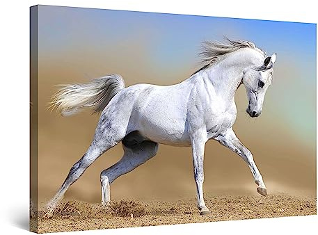 Startonight Bilder Arabisches Pferd, Leinwandbilder Moderne Kunst, Tiere Wanddeko Kunstdrucke, Wandbilder XXL Wohnzimmer Groß Wand Bild 80 x 120 cm, Tag Nacht Effekt, Elegante Geschenkidee Wand Deko