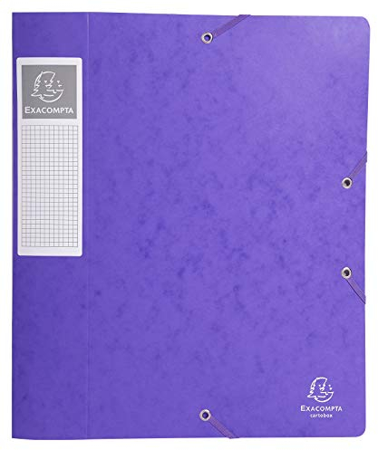 Exacompta 16015H 10er Pack Premium Sammelboxen mit Gummizug 60 mm aus extra starkem Colorspan-Karton mit Rückenschild für DIN A4 Archivbox Heftbox Dokumentenbox Zeichenbox Sammelmappe violett
