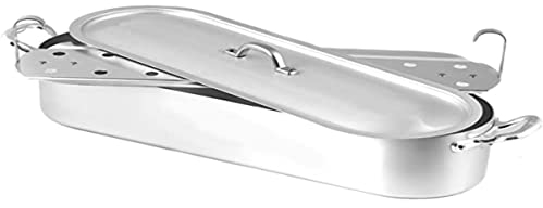 Italo Ottinetti Fish Poacher with Lid and Grid Aluminium Handles 35 cm 1251A035
