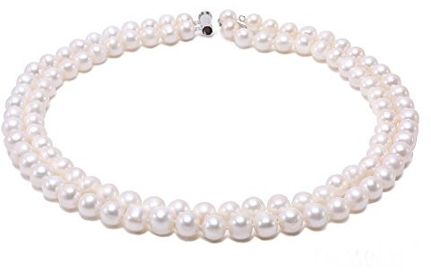 Jyx, collana di perle d’acqua dolce rotonde, coltivate, da 8-9 mm, a doppio giro e Lega, colore: white, cod. FNM046-16