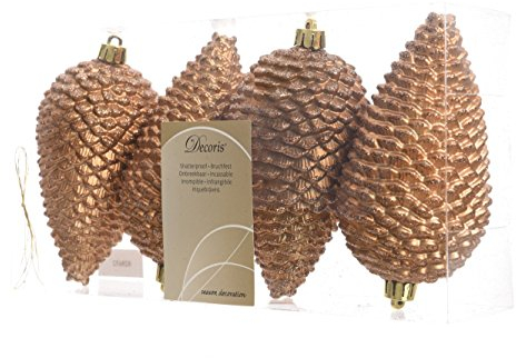 Kaemingk Tannenzapfen Zapfen braun Baumschmuck Christbaumkugeln Weihnachtskugeln bruchfest 4 TLG