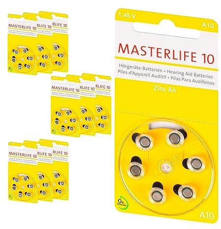 MASTERLIFE HÖRGERÄTE BATTERIEN Typ 10 PR70 gelb A10 Batterie (60)