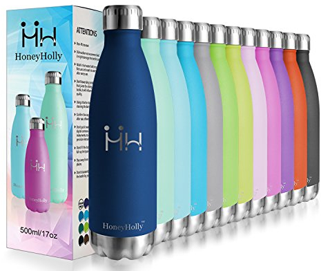 HoneyHolly Bouteille d'eau en Acier Inoxydable avec Isolation par Double Paroi Gourde 350/500/650/750ml, Reutilisable sans Bpa Gourdes Eau pour Enfant, Sport, Randonnée, École, Bureau, de Plein Air