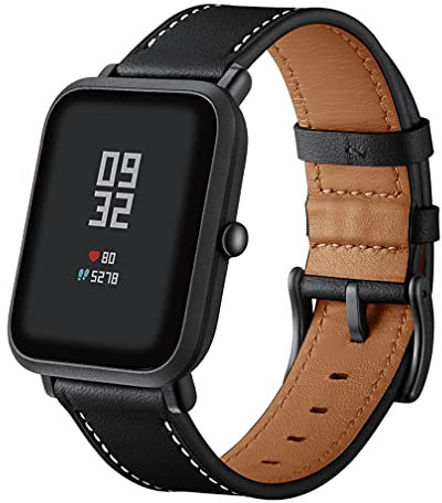 TopTen Cinturino da 20mm compatibile per Amazfit Bip S/Bip/Bip Lite Smartwatch, Cinturino di ricambio in vera pelle Accessori da polso regolabile