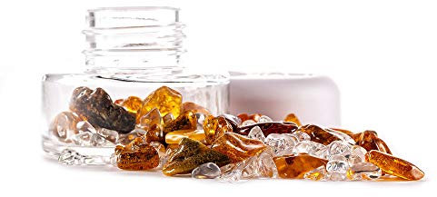 VitaJuwel Crystal Jar AMBER | Wassersteine im Glas für Edelsteinwasser & Wasserbelebung (Bernstein & Bergkristall)