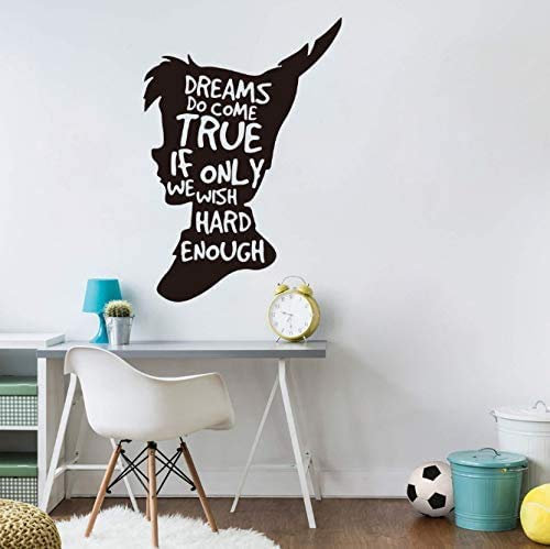 Peter Pan Dream Quote Wall Decal Nursery Kids Room Tinkerbell Peter Pan Inspirational Quote Wall Sticker Playroom Vinyl Decor 56Cmhighx39Cmwide