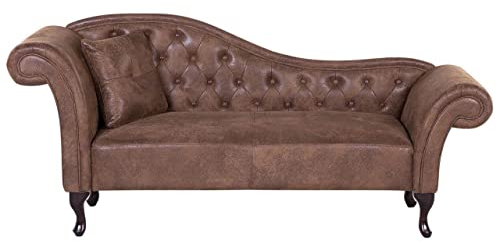 Chaiselongue im Chesterfield Style linksseitig Kunstleder Hellbraun Lattes