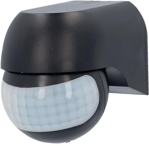 Unitec Infrarot-Bewegungsmelder mit 180° Sensor für Innen und Außen, IP44, mit neigbarem Kopf, 12m Reichweite, Aufputz, 5 verschiedene Modi, schwarz, 2000W