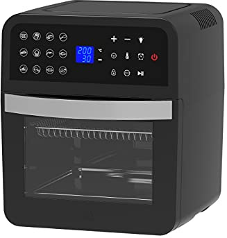 Melchioni Family | Friggitrice e Forno ad Aria, Cottura Combinata, Girarrosto, Display LCD Full Touch, Doppia Porta in Vetro, Timer 60 minuti, Partenza ritardata, Modello LUCIFER, Capacità 12 Litri