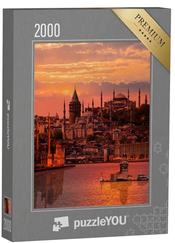 puzzleYOU: Puzzle 2000 Teile „Istanbul Türkei, Jungfernturm, Galata-Turm, Blaue Moschee, Ortakoy-Moschee“