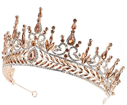 Barockrhinestone Königin Krone Tiara: Kristall Braut Hochzeit Tiara Diamand Prinzessin Krone Braut Kostüm Schmuck Haarschmuck Golden