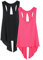 icyzone Damen Sport Top Rückenfrei Fitness Yoga Shirt Ärmellos Sport Oberteile, 2er Pack (M, Black/Pink Lychee)