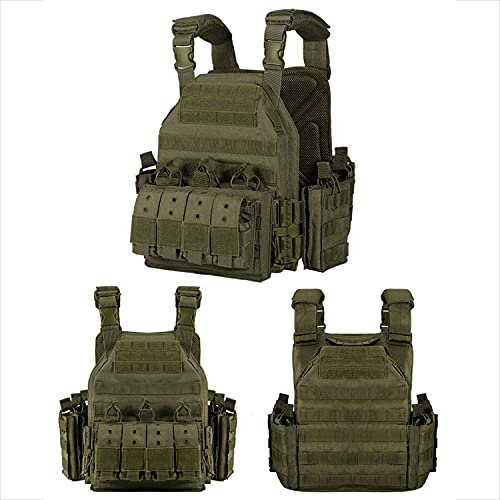 Tactical Plate Carrier Vest, 1000D Nylon Army Tactical Vest for Paintball Airsoft Wargame CS Outdoor Activity,Green