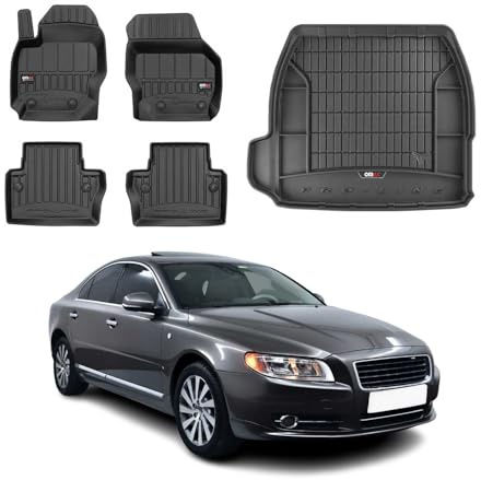OMAC Fußmatten Kofferraumwanne für Volvo S80 2006-2016 Gummi 5tlg Schwarz