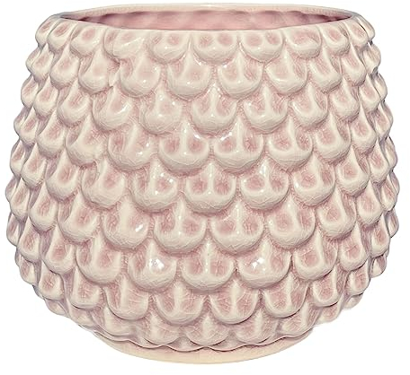 Nordring Retro Übertopf Vintage Pflanztopf für Zimmerplanzen Blumentopf Pino L (16,5 cm ø), rosa, Keramik