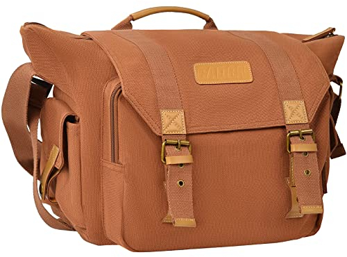 CADeN Grande borsa per fotocamera SLR in tela compatibile per Nikon, Canon, Sony DSLR/SLR, fotocamera mirrorless con supporto per treppiede, L, Zaino