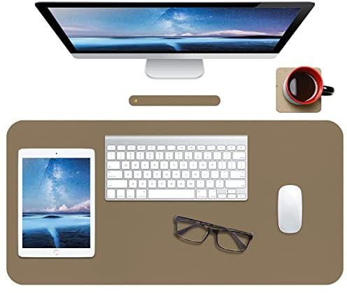 Leder-Schreibtischunterlage, wasserdichte Schreibtischunterlage für Schreibtisch, Schreibtischunterlage für Tastatur und Maus, Leder-Mauspad-Schutz für Büro und Zuhause, 76 * 36.5cm(M Dark apricot)
