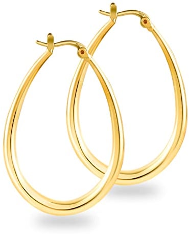 ALEXCRAFT Creolen Gold Große 14K Vergoldete Oval Ohrringe Gold Damen Goldene Chunky Hoop Earrings