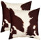 2er Set Kissenbezüge Kuhfell Kissenbezüge 40x40cm Kuhfell Western Bauernhaus Wildtiere Bauernhof Tier Haut Dekokissen für Home Dekor Kissenhülle Kissenbezug Umkehrbar Weiß Braun Wurf Dekokissen