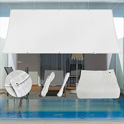 Sonnensegel Quadrat 4 x 6 m luftdurchlässig, wasserdurchlässig Beschattung Terrasse, Sonnen Segel Kostenlose 1 × 5m Seile für Terrasse Balkon Garten, Weiß