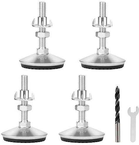 lalago 4 Stück Möbelfüße Tischfüße Verstellbar, M8 ×50mm Metall Tischbeine Stellfüße Höhenverstellbar,Tisch Füße Beine mit Regulierschraube Verstellschraube für Möbelbeine