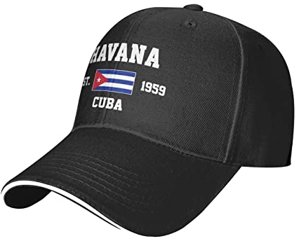 Cuba Est.1959 Havana Mesh Baseball Cap Laufmütze Reise Hüte Outdoor Verstellbare Sommer Caps Schwarz, #455, M/Einheitsgröße