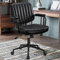 Artswish Mid Century Bürostuhl, Leder, Schreibtischstuhl, schwarz, Bürostuhl mit Rollen und Armlehnen