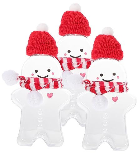 RORPOIR 3 Sets Weihnachten Trinkflasche Schneemann Weihnachten Gläser Weihnachten Saftflaschen Kleine Flaschen für Flüssigkeiten Klarer Behälter Wiederverwendbare Saftflaschen Kleine Plastikflasche
