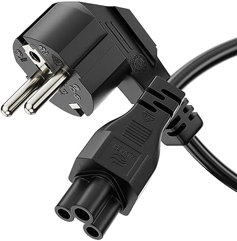 sonero Stromkabel 3 Polig, 1,5m, Schutzkontakt Stecker Netzstecker auf C5 Buchse,Netzkabel Netzteil Strom Kabel für Monitor PC Laptop, Schwarz