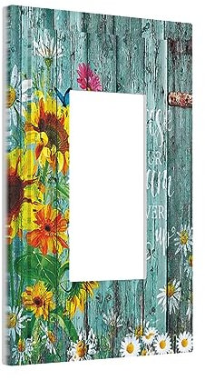 Plance in legno rustico vintage girasole farfalla singolo Rocker/Decora piastra interruttore luce decorativa 1 banda copertura presa frontale GFCI presa elettrica piastra da parete dimmer per bagno