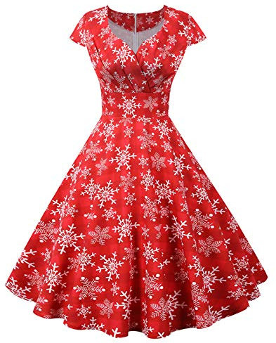 AMhomely Women's Christmas Dresses Sleeveless Flare A Line Classic Plaid Polka Dot Floral Print Prom Party Knee Length Going Out Red