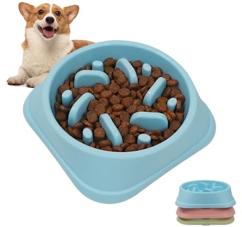 Slow Feeder Dog Bowl, Dog Bowls to Slow Down Eating, Anti-Choke, Anti-Gulp, Cat and Dog Bowls for Small Medium Size Pets(Blue)