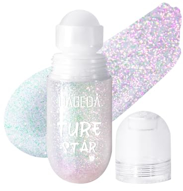 Prreal Roll-on Body Glitter Gel, Color Change Glitter for Festival Rave Accessories, Glitzer Face Paint Holographic Hair Glitter Gel, Sparkle Shimmer Halloween Makeup for Rave Party(03Sparkling Pink)