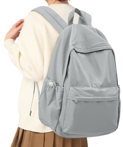 HYC00 Rucksack Schule Teenager Mädchen Damen Causal Schulrucksack College-Rucksack, leichte Schultasche Arbeitstasche für Jungen und Mädchen, passend für 14-Zoll-Laptop Daypack Bookbag,Grau